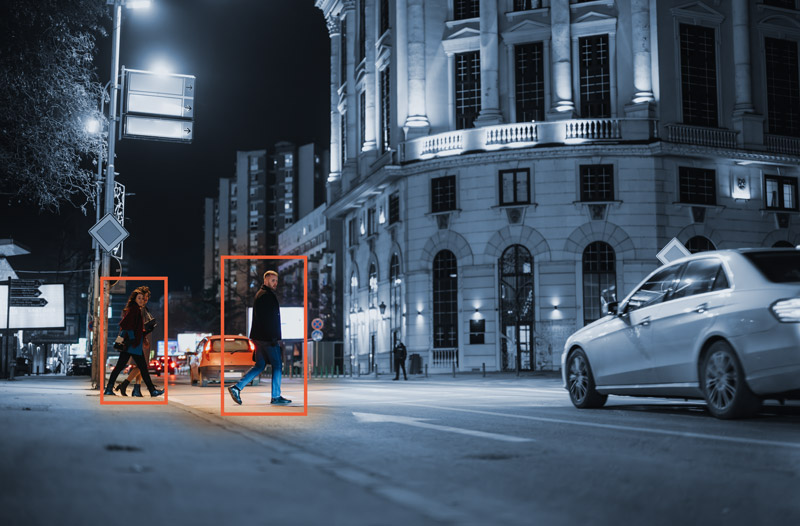 AI algorithms detect pedestrians, accurately determine their location in each video frame, and track their trajectory according to change in people’s movement.